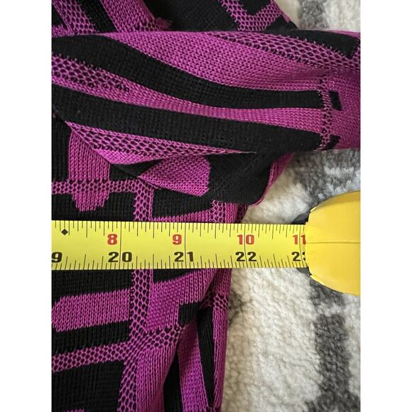 MING WANG Purple Black Abstract Soft Knit Tailored Blazer Jacket Sz L - Picture 11 of 12